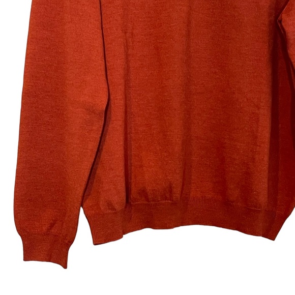 Brooks Brothers Mens Merino Wool V Neck Pullover Sweater Size L Reddish Brown - Picture 5 of 7
